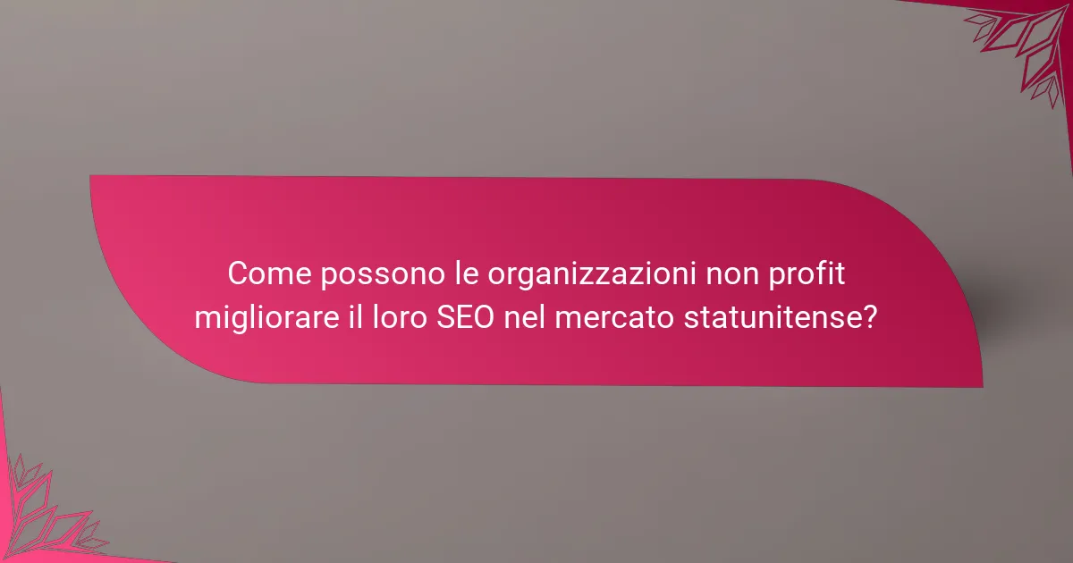 Come possono le organizzazioni non profit migliorare il loro SEO nel mercato statunitense?