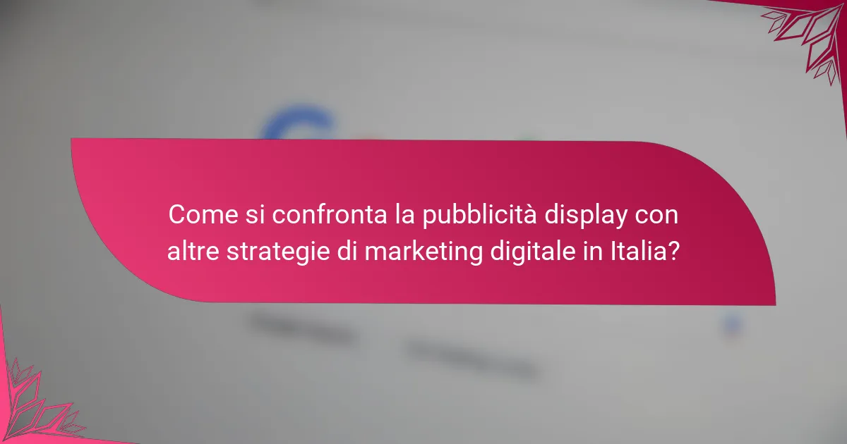 Come si confronta la pubblicità display con altre strategie di marketing digitale in Italia?