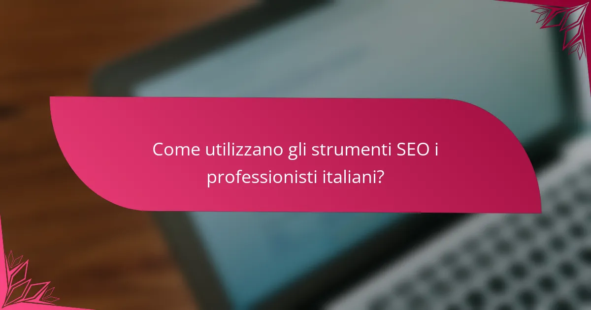 Come utilizzano gli strumenti SEO i professionisti italiani?