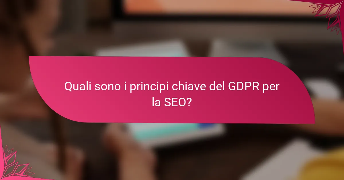 Quali sono i principi chiave del GDPR per la SEO?