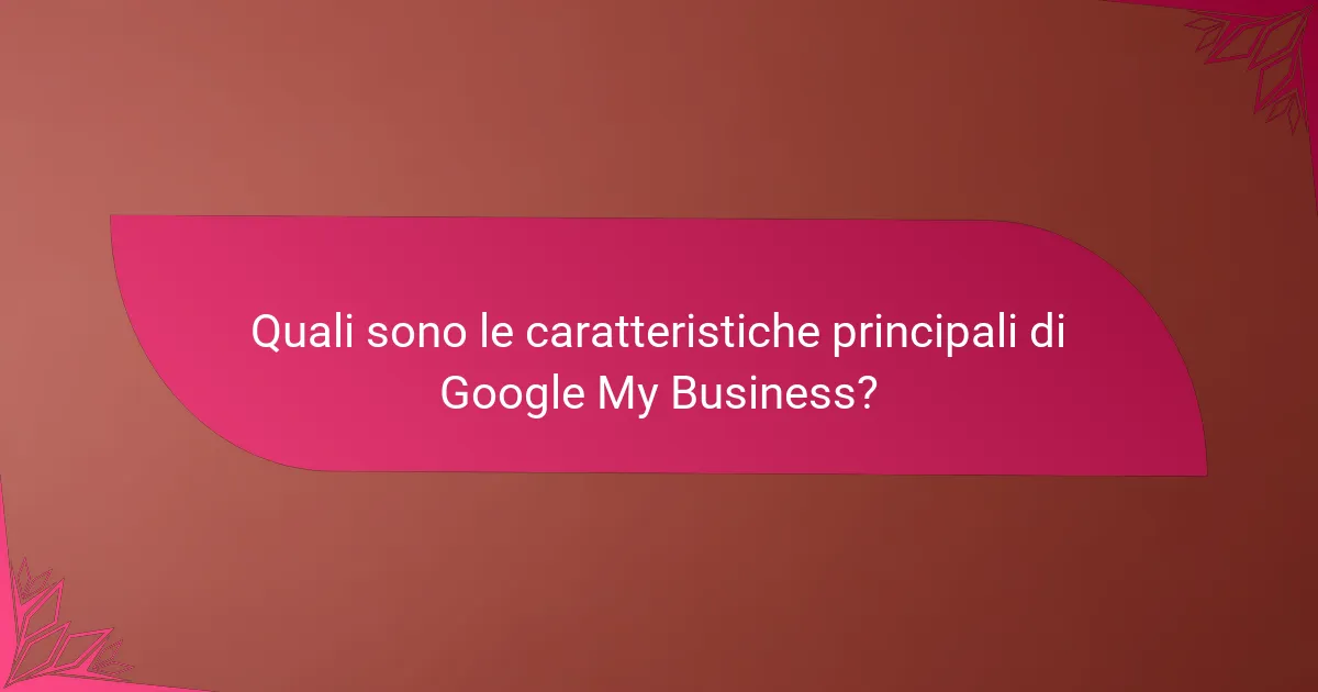 Quali sono le caratteristiche principali di Google My Business?